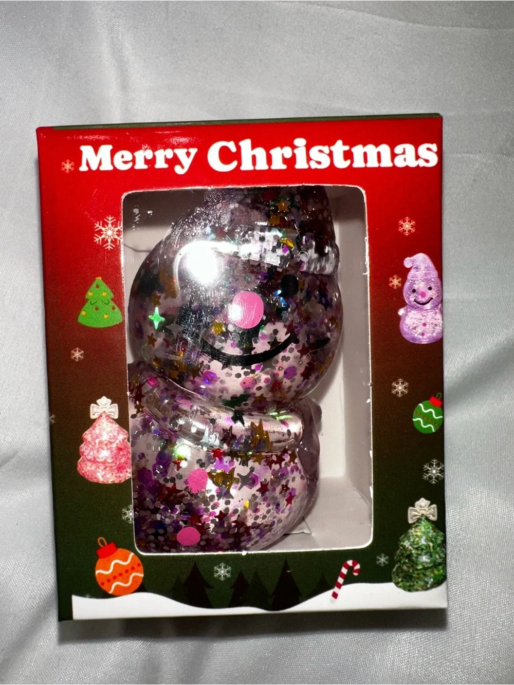 Merry Christmas Glitter Snowman sugar squishy - Purple